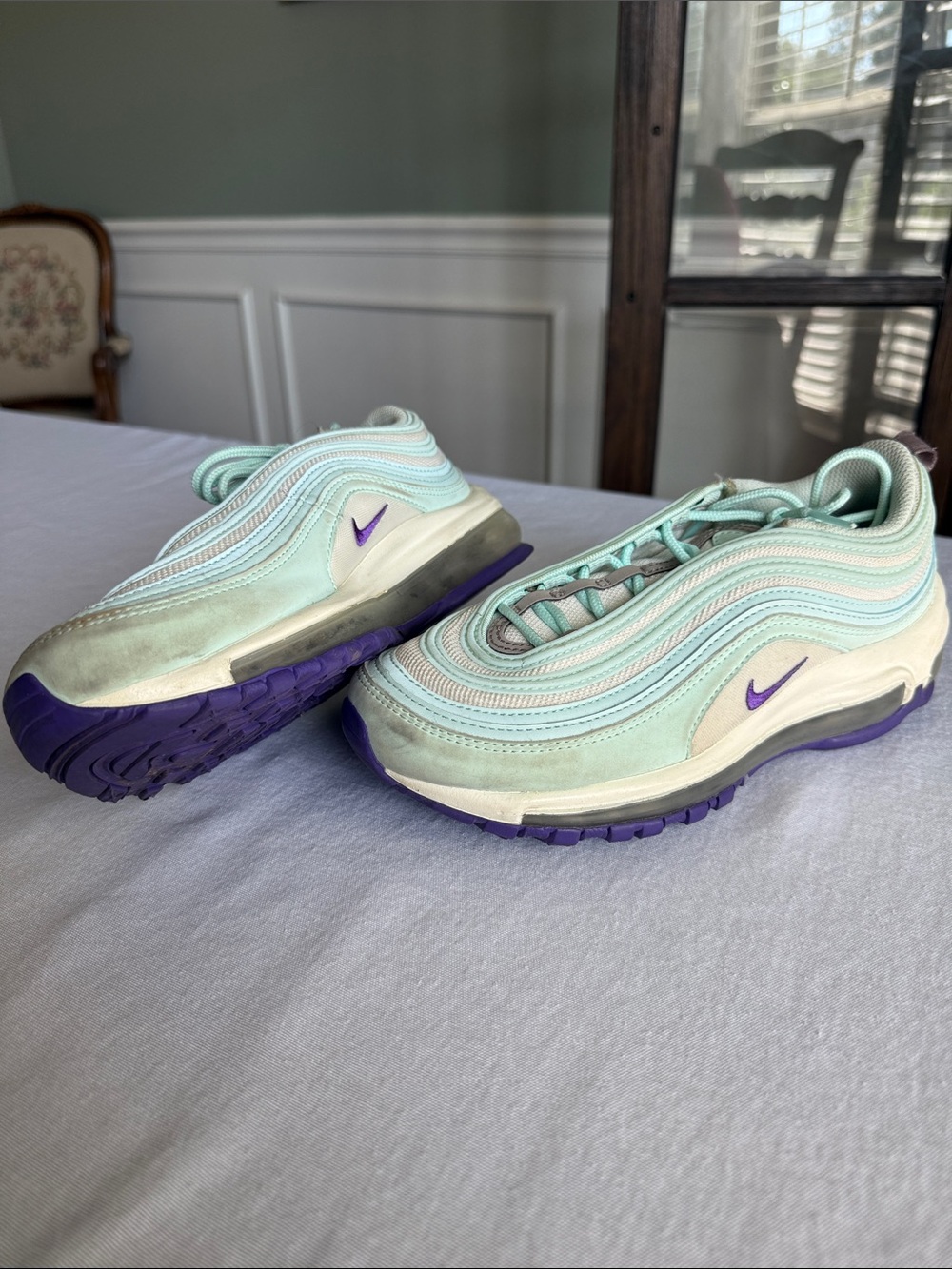 Nike Women’s Mint and Purple Air Max 97 Sneakers Size 7.5